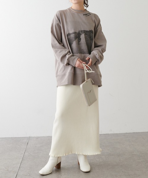 PUAL CE CIN（ピュアルセシン）の「フォトプリント×フロッキーロングスリーブ（Tシャツ/カットソー・レディース・ベージュ/オフホワイト・FREE）」の9枚目の写真