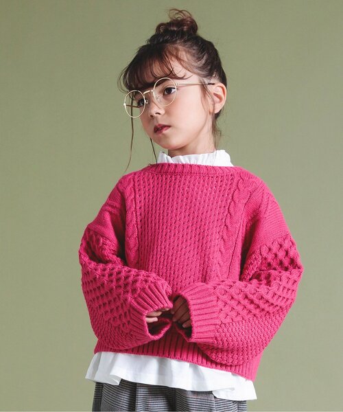 BREEZE（ブリーズ）の「2Pセット レイヤードニット（ニット/セーター・キッズ・ブルー/ベージュ/ピンク・140/120/100/90）」の3枚目の写真