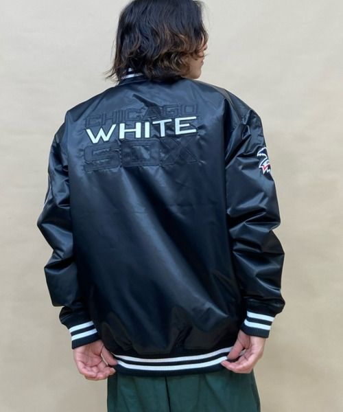 Fanatics（ファナティクス）の「【ムラサキスポーツ別注】Fanatics/ファナティクス MLB メジャーリーグベースボール オーバーサイズ スタジャン/ワッペンロゴ ナイロンジャケット 裏キルティング ブルゾン SMU-MLB-ｻﾃﾝJKT（スタジャン・メンズ・ブラウン/ネイビー/ブラック/ブルー・M/L/XL）」の9枚目の写真