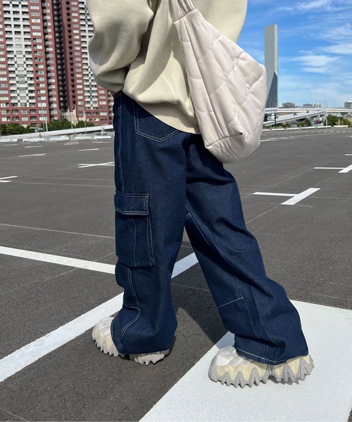 sedacle（セダクル）の「ワイドデニムカーゴパンツ（デニムパンツ・メンズ・ブラック/インディゴブルー・SMALL/MEDIUM/LARGE）」の7枚目の写真