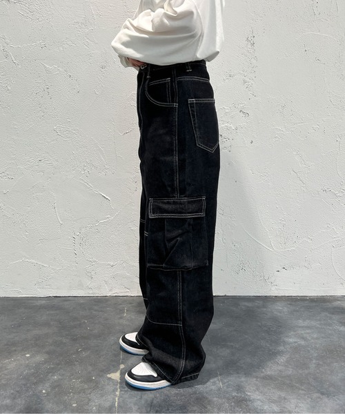 sedacle（セダクル）の「ワイドデニムカーゴパンツ（デニムパンツ・メンズ・ブラック/インディゴブルー・SMALL/MEDIUM/LARGE）」の10枚目の写真