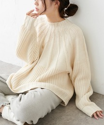アーチ編みニットプルオーバー