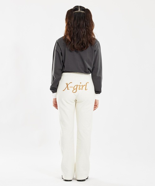X-girl(エックスガール)の「TWILL SWEAT PANTS(スウェットパンツ・レディース・ブラック/ライトブルー/ホワイト・S/M)」の6枚目の写真
