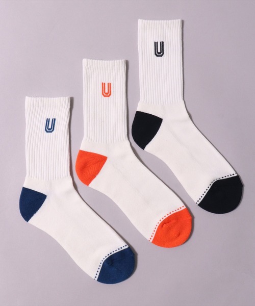 UNIVERSAL OVERALL(ユニバーサルオーバーオール)の「(LG)【UNIVERSAL OVERALL】【3足セット】サイド ロゴ クルー ソックス(ソックス/靴下・レディース・ホワイト系その他2/ホワイト系その他・25-27CM/23-25cm)」の4枚目の写真