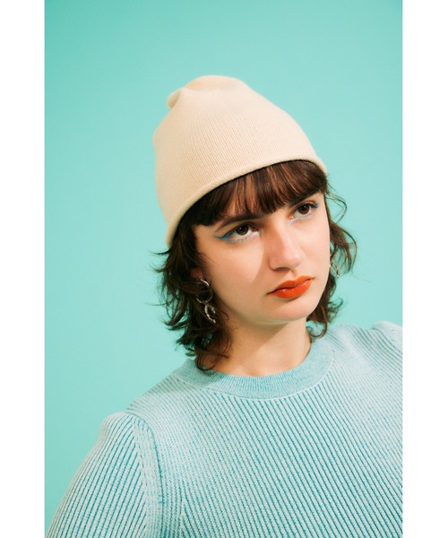 SLY（スライ）の「FINE KNIT BEANIE ファインニット ビーニー ニット帽 ニットキャップ（ニットキャップ/ビーニー・レディース・アイボリー/ブラック・FREE）」の11枚目の写真