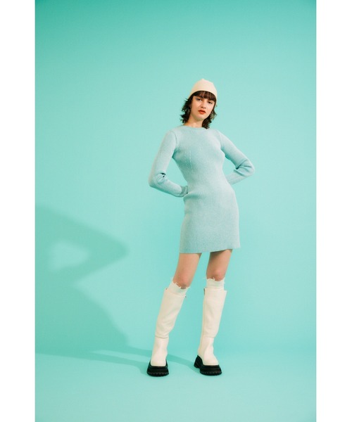 SLY（スライ）の「FINE KNIT BEANIE ファインニット ビーニー ニット帽 ニットキャップ（ニットキャップ/ビーニー・レディース・アイボリー/ブラック・FREE）」の12枚目の写真