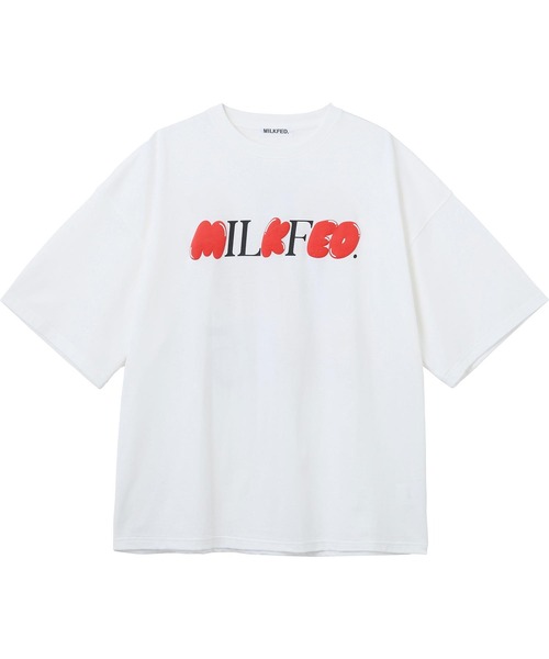 MILKFED.（ミルクフェド）の「FLUFFY LOGO TOP（Tシャツ/カットソー・レディース・ブラック/ホワイト/ライトパープル・ONE SIZE）」の4枚目の写真