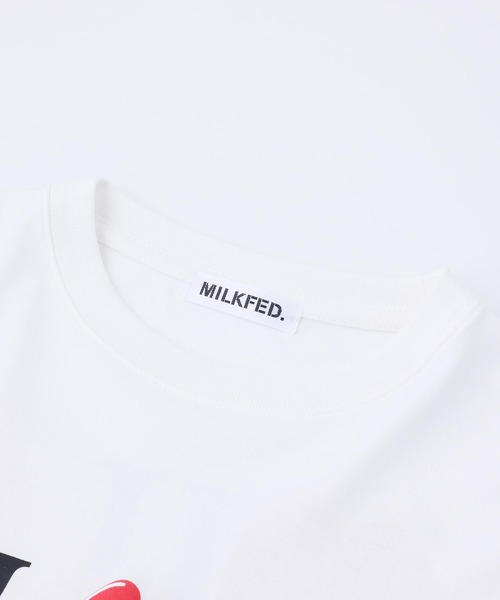 MILKFED.（ミルクフェド）の「FLUFFY LOGO TOP（Tシャツ/カットソー・レディース・ブラック/ホワイト/ライトパープル・ONE SIZE）」の6枚目の写真