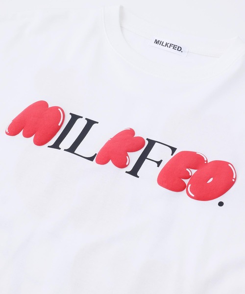 MILKFED.（ミルクフェド）の「FLUFFY LOGO TOP（Tシャツ/カットソー・レディース・ブラック/ホワイト/ライトパープル・ONE SIZE）」の7枚目の写真