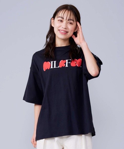 MILKFED.（ミルクフェド）の「FLUFFY LOGO TOP（Tシャツ/カットソー・レディース・ブラック/ホワイト/ライトパープル・ONE SIZE）」の15枚目の写真