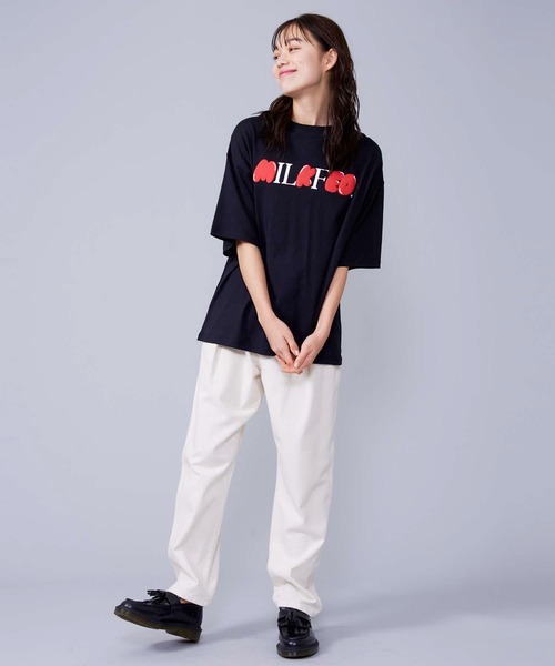 MILKFED.（ミルクフェド）の「FLUFFY LOGO TOP（Tシャツ/カットソー・レディース・ブラック/ホワイト/ライトパープル・ONE SIZE）」の13枚目の写真