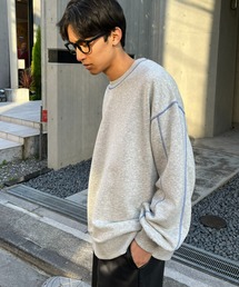 配色ステッチ裏毛スウェット