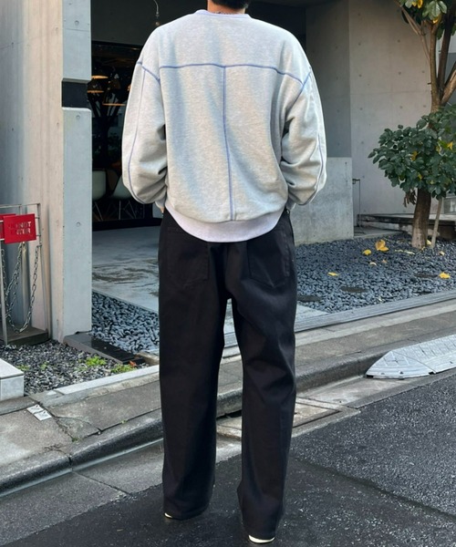 CIAOPANIC（チャオパニック）の「配色ステッチ裏毛スウェット（スウェット・レディース・グレー/チャコールグレー/パープル・FREE）」の5枚目の写真