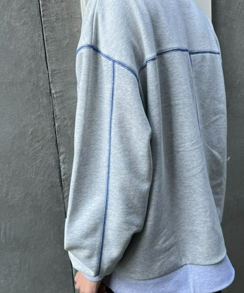 CIAOPANIC（チャオパニック）の「配色ステッチ裏毛スウェット（スウェット・レディース・グレー/チャコールグレー/パープル・FREE）」の8枚目の写真