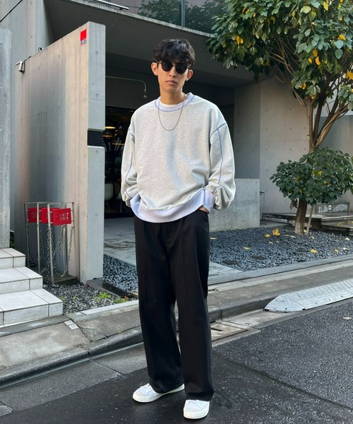 CIAOPANIC（チャオパニック）の「配色ステッチ裏毛スウェット（スウェット・レディース・グレー/チャコールグレー/パープル・FREE）」の9枚目の写真