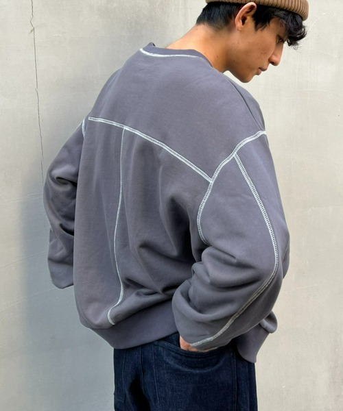 CIAOPANIC（チャオパニック）の「配色ステッチ裏毛スウェット（スウェット・レディース・グレー/チャコールグレー/パープル・FREE）」の11枚目の写真