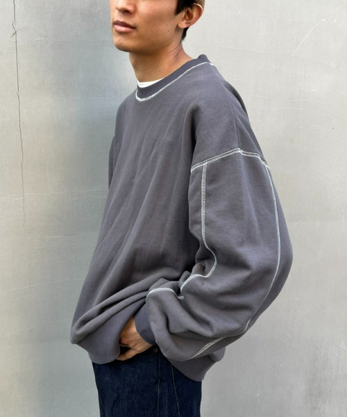 CIAOPANIC（チャオパニック）の「配色ステッチ裏毛スウェット（スウェット・レディース・グレー/チャコールグレー/パープル・FREE）」の13枚目の写真