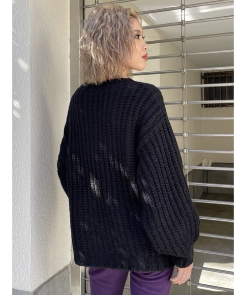 EGOIST（エゴイスト）の「カラーローゲージニットトップス（ニット/セーター・レディース・ブラック/アイボリー/グリーン/ブルー・FREE）」の5枚目の写真