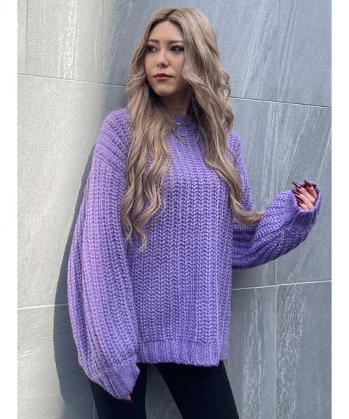 EGOIST（エゴイスト）の「カラーローゲージニットトップス（ニット/セーター・レディース・ブラック/アイボリー/グリーン/ブルー・FREE）」の13枚目の写真