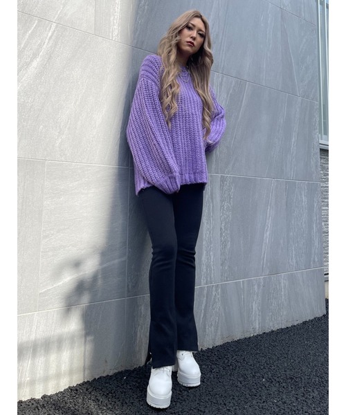 EGOIST（エゴイスト）の「カラーローゲージニットトップス（ニット/セーター・レディース・ブラック/アイボリー/グリーン/ブルー・FREE）」の9枚目の写真