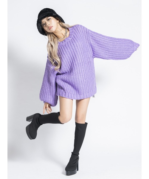 EGOIST（エゴイスト）の「カラーローゲージニットトップス（ニット/セーター・レディース・ブラック/アイボリー/グリーン/ブルー・FREE）」の6枚目の写真