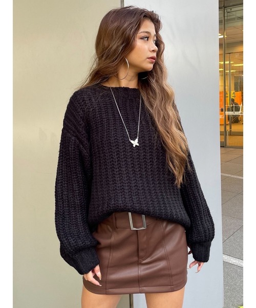 EGOIST（エゴイスト）の「カラーローゲージニットトップス（ニット/セーター・レディース・ブラック/アイボリー/グリーン/ブルー・FREE）」の7枚目の写真