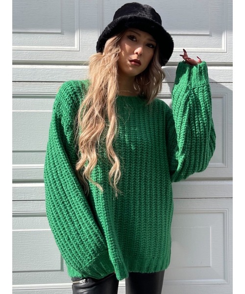 EGOIST（エゴイスト）の「カラーローゲージニットトップス（ニット/セーター・レディース・ブラック/アイボリー/グリーン/ブルー・FREE）」の15枚目の写真