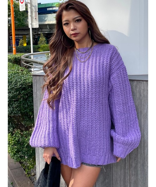 EGOIST（エゴイスト）の「カラーローゲージニットトップス（ニット/セーター・レディース・ブラック/アイボリー/グリーン/ブルー・FREE）」の8枚目の写真