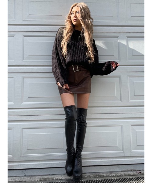 EGOIST（エゴイスト）の「カラーローゲージニットトップス（ニット/セーター・レディース・ブラック/アイボリー/グリーン/ブルー・FREE）」の16枚目の写真