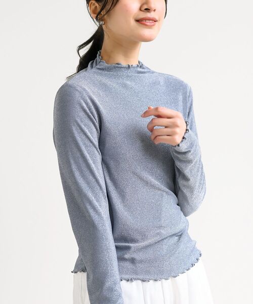 rps（アールピーエス）の「ボトルネックラメカットソー（Tシャツ/カットソー・レディース・ゴールド/ピンク/ブラック/シルバー/サックスブルー/ミント・フリー）」の3枚目の写真