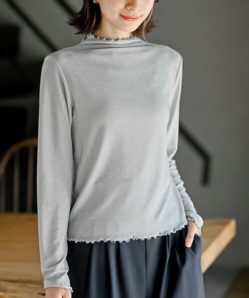 rps（アールピーエス）の「ボトルネックラメカットソー（Tシャツ/カットソー・レディース・ゴールド/ピンク/ブラック/シルバー/サックスブルー/ミント・フリー）」の5枚目の写真