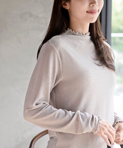 rps（アールピーエス）の「ボトルネックラメカットソー（Tシャツ/カットソー・レディース・ゴールド/ピンク/ブラック/シルバー/サックスブルー/ミント・フリー）」の16枚目の写真