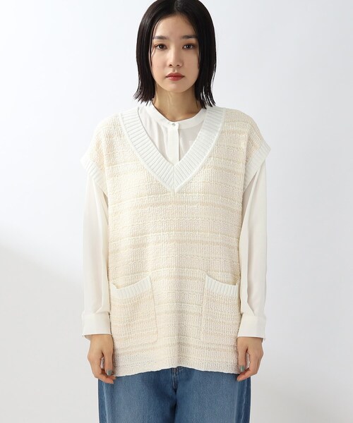 THE SHOP TK (ザ ショップ ティーケー )の「◆【洗える】ツイード風ニットベスト(ベスト・レディース・ブラック系3/ベージュ系その他7・99)」の3枚目の写真