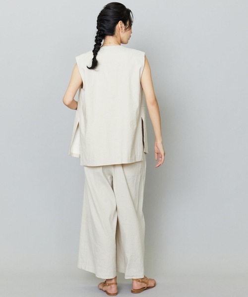 1er Arrondissement(プルミエアロンディスモン)の「ソフトリネンラップパンツ(その他パンツ・レディース・クリーム/ブラック・36/38)」の6枚目の写真