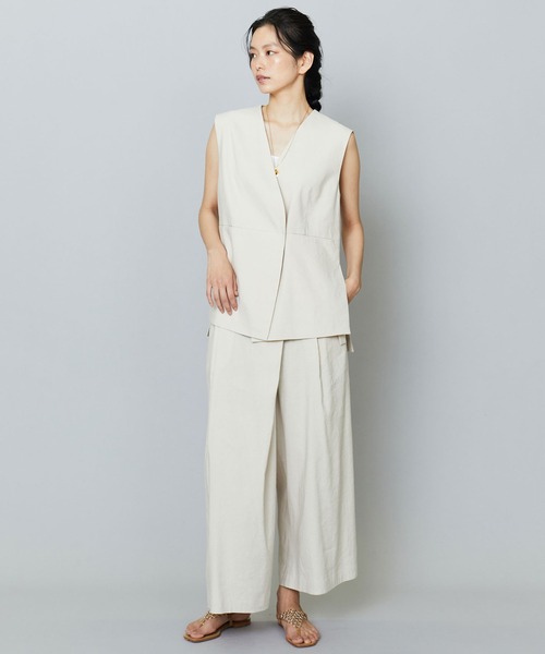 1er Arrondissement(プルミエアロンディスモン)の「ソフトリネンラップパンツ(その他パンツ・レディース・クリーム/ブラック・36/38)」の7枚目の写真