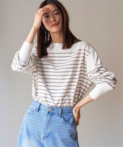 VENCEEXCHANGE(ヴァンスエクスチェンジ)の「パネルボーダービッグTシャツ(Tシャツ/カットソー・レディース・ホワイト/ブラック/ベージュ/ネイビー/グリーン・M)」の4枚目の写真