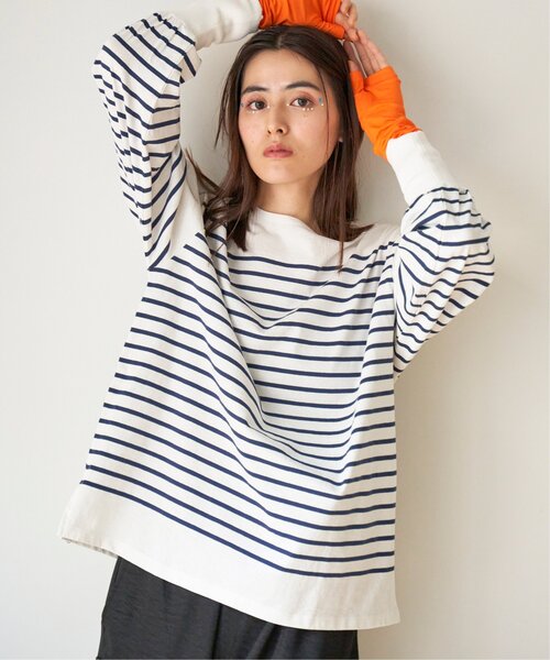 VENCEEXCHANGE(ヴァンスエクスチェンジ)の「パネルボーダービッグTシャツ(Tシャツ/カットソー・レディース・ホワイト/ブラック/ベージュ/ネイビー/グリーン・M)」の1枚目の写真