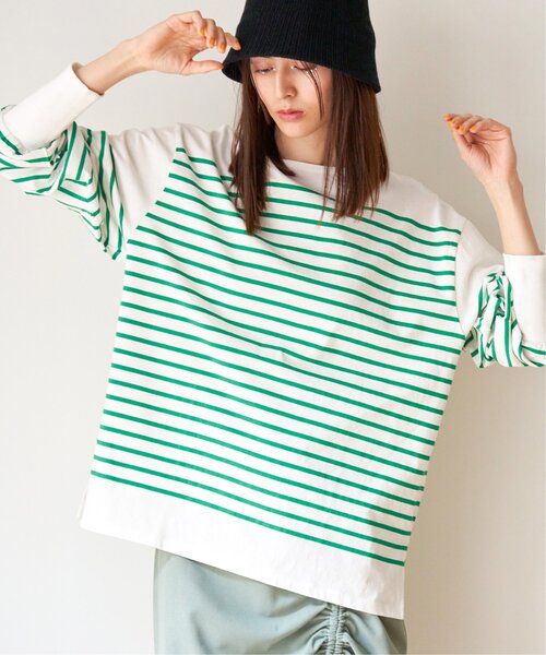 VENCEEXCHANGE(ヴァンスエクスチェンジ)の「パネルボーダービッグTシャツ(Tシャツ/カットソー・レディース・ホワイト/ブラック/ベージュ/ネイビー/グリーン・M)」の5枚目の写真
