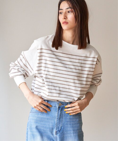 VENCEEXCHANGE(ヴァンスエクスチェンジ)の「パネルボーダービッグTシャツ(Tシャツ/カットソー・レディース・ホワイト/ブラック/ベージュ/ネイビー/グリーン・M)」の8枚目の写真