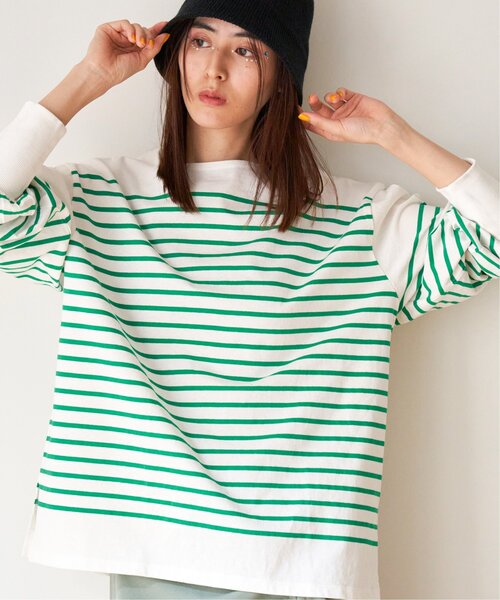 VENCEEXCHANGE(ヴァンスエクスチェンジ)の「パネルボーダービッグTシャツ(Tシャツ/カットソー・レディース・ホワイト/ブラック/ベージュ/ネイビー/グリーン・M)」の13枚目の写真