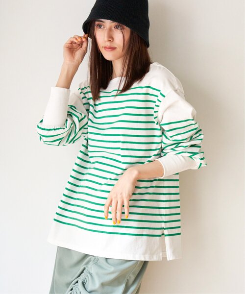 VENCEEXCHANGE(ヴァンスエクスチェンジ)の「パネルボーダービッグTシャツ(Tシャツ/カットソー・レディース・ホワイト/ブラック/ベージュ/ネイビー/グリーン・M)」の15枚目の写真