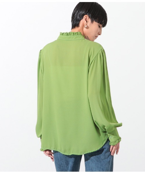 Settimissimo（セッティミッシモ）の「フロントレース切替デザインブラウス（シャツ/ブラウス・レディース・ホワイト/ブラック/イエロー×グリーン・FREE）」の4枚目の写真