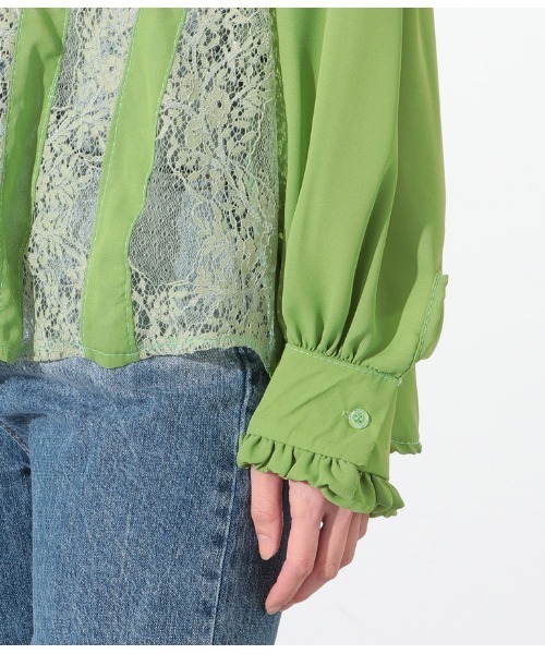 Settimissimo（セッティミッシモ）の「フロントレース切替デザインブラウス（シャツ/ブラウス・レディース・ホワイト/ブラック/イエロー×グリーン・FREE）」の19枚目の写真