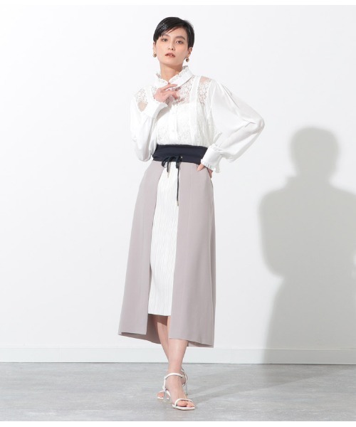 Settimissimo（セッティミッシモ）の「フロントレース切替デザインブラウス（シャツ/ブラウス・レディース・ホワイト/ブラック/イエロー×グリーン・FREE）」の14枚目の写真