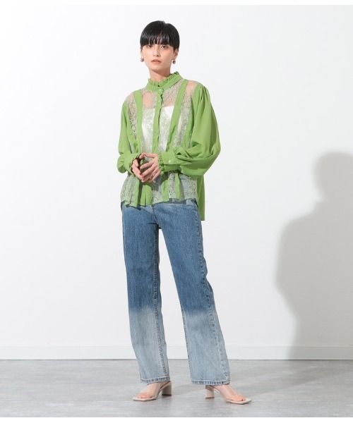 Settimissimo（セッティミッシモ）の「フロントレース切替デザインブラウス（シャツ/ブラウス・レディース・ホワイト/ブラック/イエロー×グリーン・FREE）」の16枚目の写真