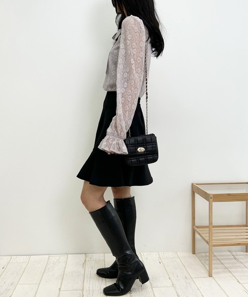 INGNI（イング）の「ボウタイ付キャンディー袖ハイネックレーストップス（Tシャツ/カットソー・レディース・ブラック/オフホワイト/グレー系その他・M）」の9枚目の写真
