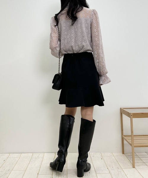INGNI（イング）の「ボウタイ付キャンディー袖ハイネックレーストップス（Tシャツ/カットソー・レディース・ブラック/オフホワイト/グレー系その他・M）」の13枚目の写真