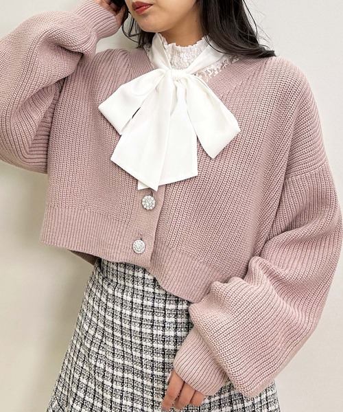 INGNI（イング）の「ボウタイ付キャンディー袖ハイネックレーストップス（Tシャツ/カットソー・レディース・ブラック/オフホワイト/グレー系その他・M）」の15枚目の写真
