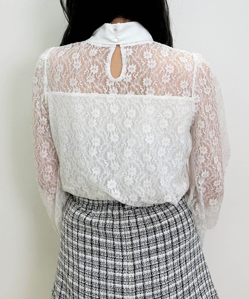 INGNI（イング）の「ボウタイ付キャンディー袖ハイネックレーストップス（Tシャツ/カットソー・レディース・ブラック/オフホワイト/グレー系その他・M）」の14枚目の写真