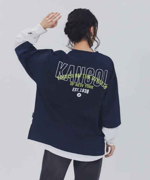 KANGOL(カンゴール)の「【KANGOL】レイヤード長袖Tシャツ(Tシャツ/カットソー・レディース・ベージュ/ネイビー/パープル・M/L)」の2枚目の写真